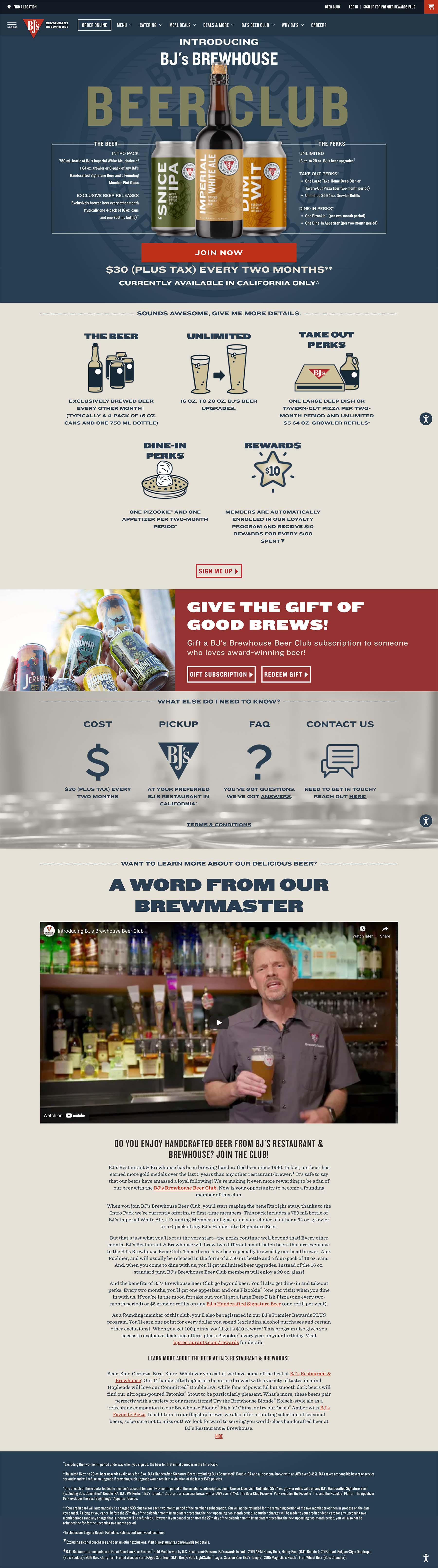 BJ's Beer Club Marketing Page