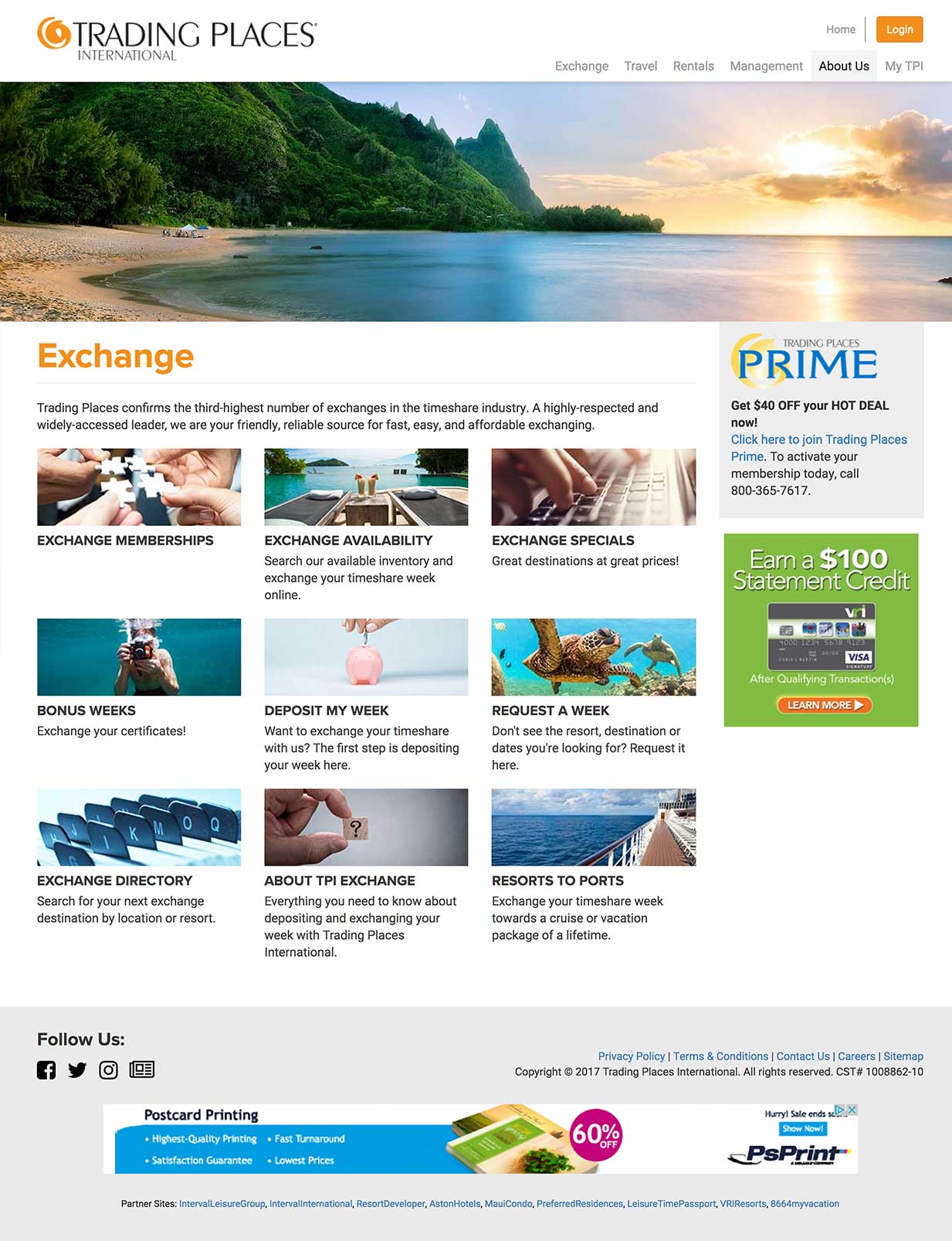 Trading Places Exchange Page