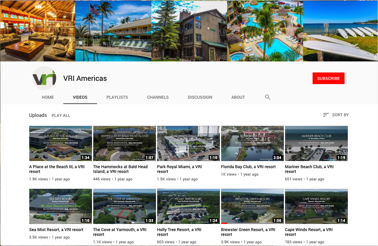 VRI Resorts Youtube page